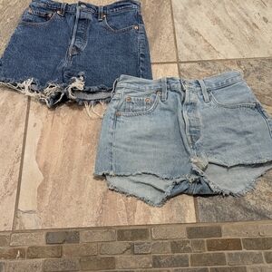 Levi's Dark Blue and Light Blue Jean Shorts